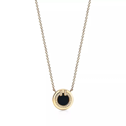 Подвеска из жёлтого золота 18к(750проба) с чёрным ониксом и бриллиантами, Tiffany💠 ✨Exclusive ✨