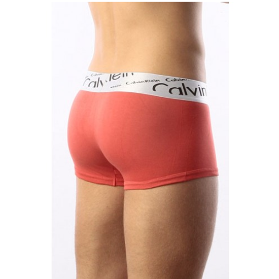 Мужские трусы боксеры красные с серебристой косой резинкой Calvin Klein Silver Italics Boxer Red