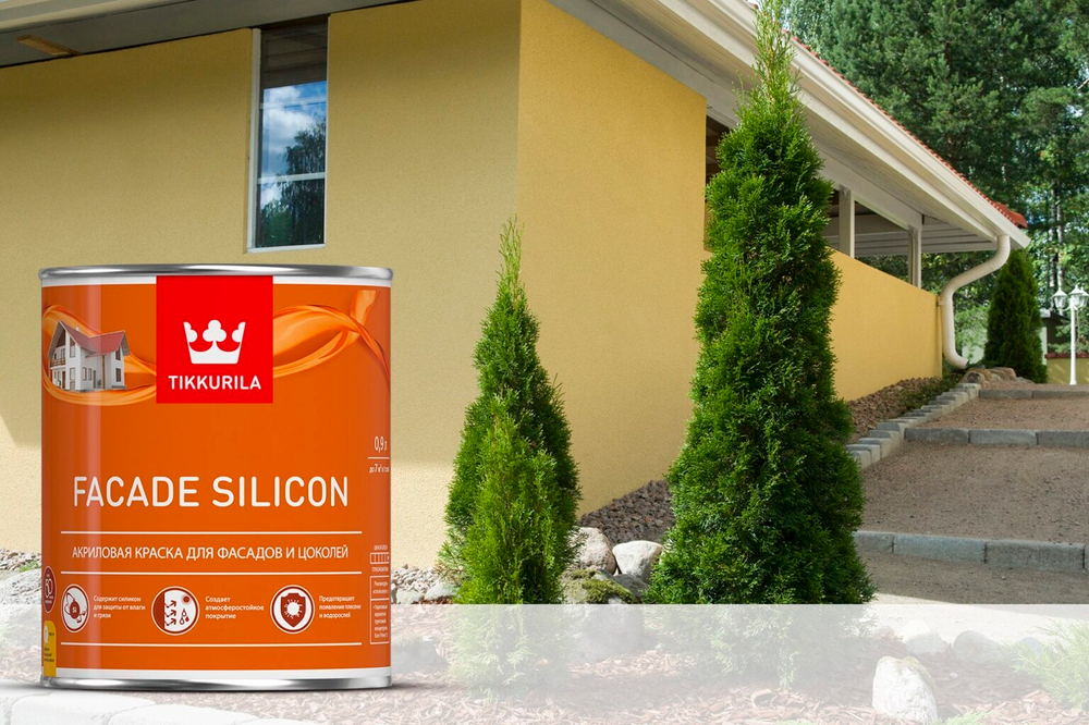 Tikkurila Facade Silicon Краска акриловая для фасадов и цоколей Глубокоматовая "База А" 0,9L