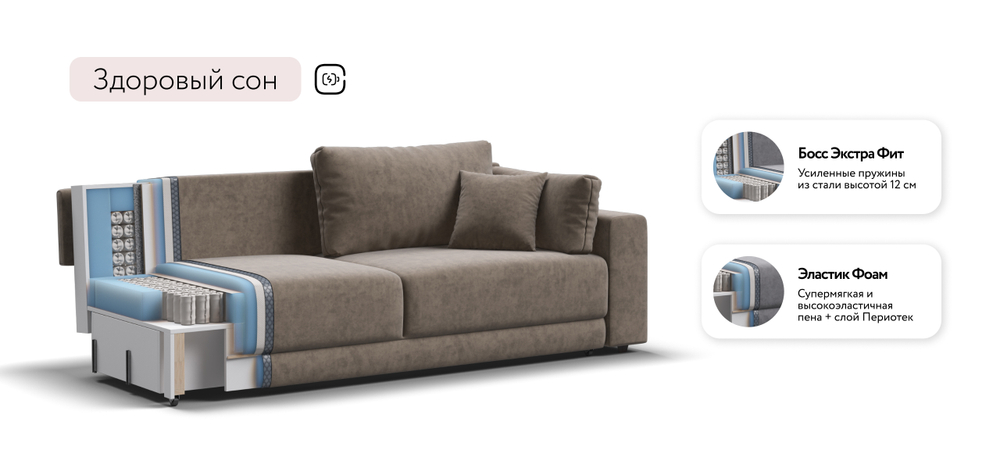 Диван Босс Прайм Велюр Роял тауп