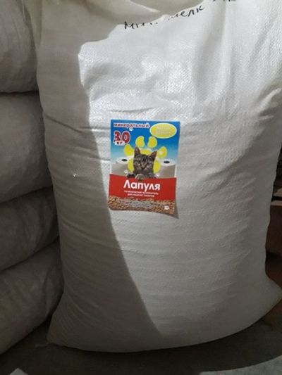 Наполнитель ЛАПУЛЯ для кошачьего туалета минеральный, мелкая фракция, мешок 30кг