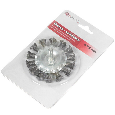 Щетка для дрели Bartex, 75 мм, плоская со шпилькой, крученая проволока, 88575, шт