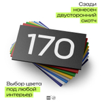 Номер на дверь 170, табличка на дверь для офиса, квартиры, кабинета, аудитории, склада, черная 120х70 мм, Айдентика Технолоджи