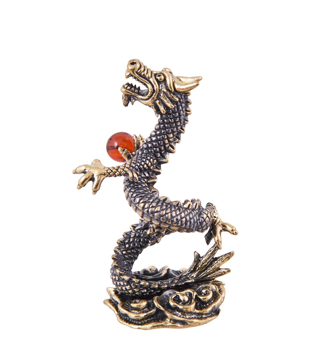 Народные промыслы AM-3852 Фигурка «Дракон Мушу» (латунь, янтарь)