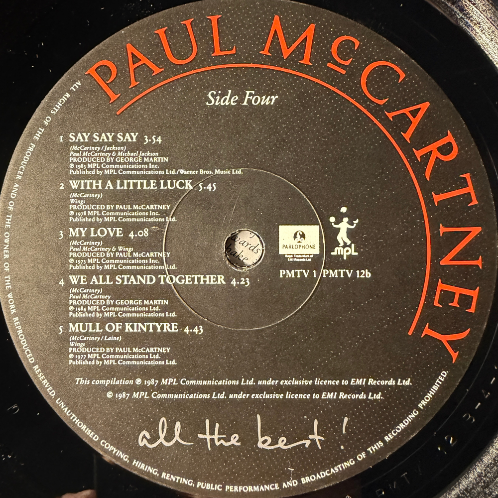 Paul McCartney ‎– All The Best 2LP (Англия 1987г.) Т