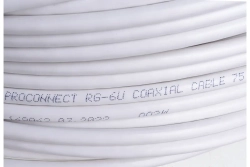 Коаксиальный кабель PROCONNECT LIGHT RG-6U, 75 Ом, CCS/Al/Al, 32%, бухта 100 м, белый 01-2251