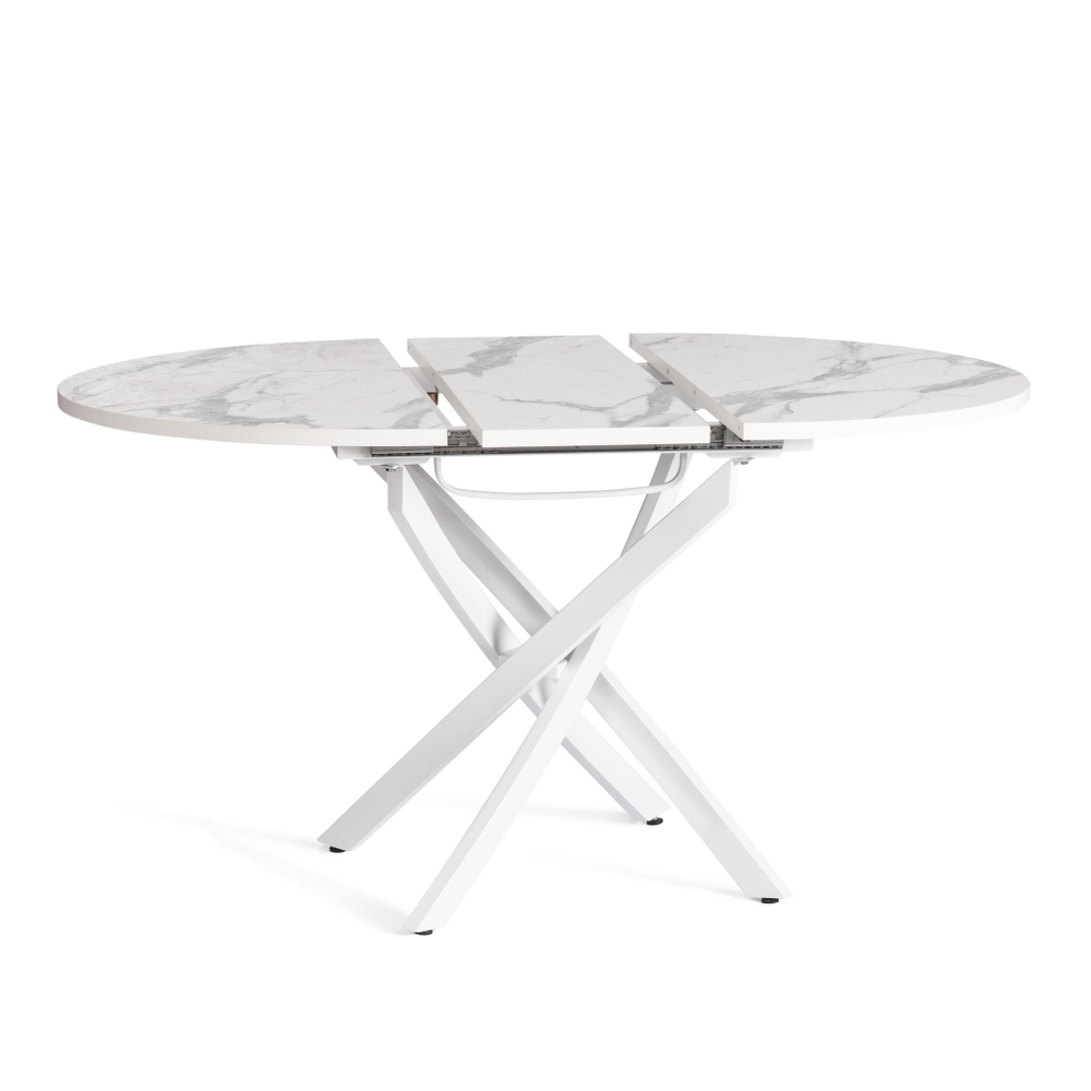 Стол MANZANA ЛДСП/HPL/металл, 100 х 100+30 х 75 см, Мрамор светлый/белый