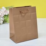 Пакет бумажный 12*15*7см с ручками "Квадраты" бронзовый