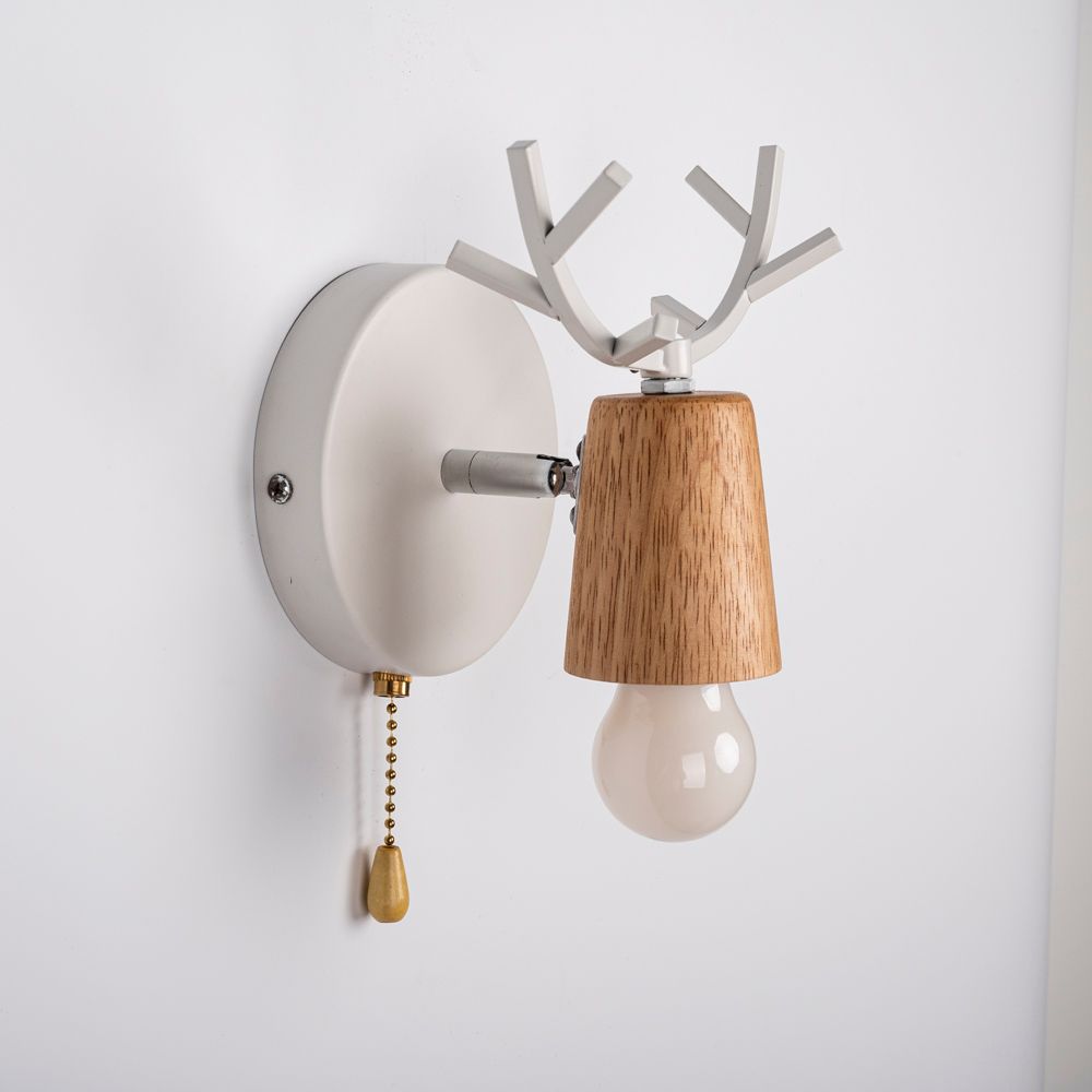Бра с рожками DEER A SWITCH White/Light wood