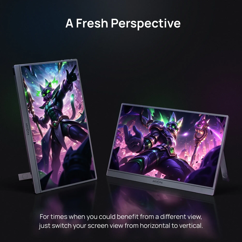 16.1" Портативный монитор ARZOPA Z1FC 144Hz FHD (1920х1080), серый с чехлом (Без БП)