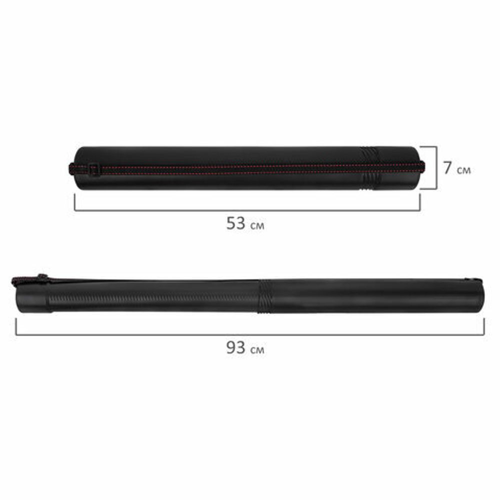 Тубус для чертежей телескопический, длина 53-93 см, формат A0, диаметр 7 см, с ремнем, черный, STAFF, 273095