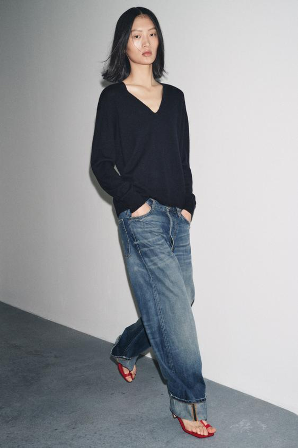 ZARA ДЖИНСЫ BAGGY С НИЗКОЙ ПОСАДКОЙ — ZW COLLECTION, СИНИЙ