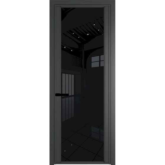 Алюминиевая дверь 2AGP серая ночь стекло чёрный триплекс
