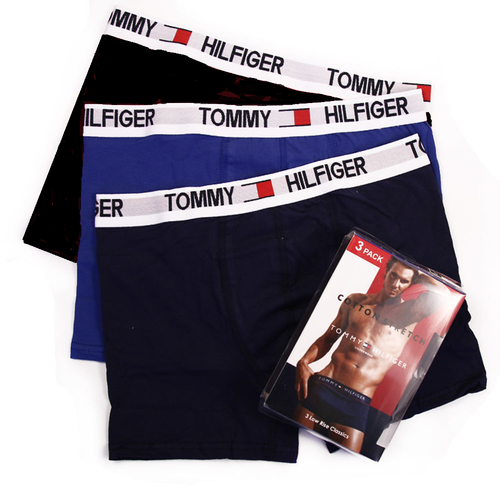 Набор мужских трусов боксеров (черные,голубые ,черные) 3шт, Tommy Hilfiger Strong  Set