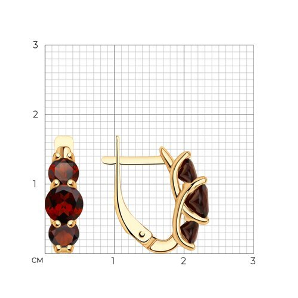 Серьги из золота 585 пробы с Гранатом