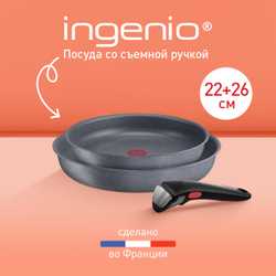 Набор посуды со съемной ручкой Tefal Ingenio Natural Force 3 предмета 22/26 см L3969202