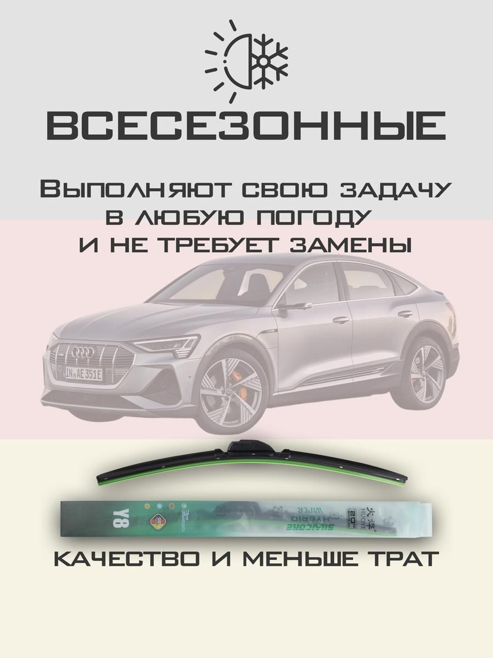 Щетки стеклоочистителя HUOYE Y8 650/500 мм на Audi etronSportback | Push button