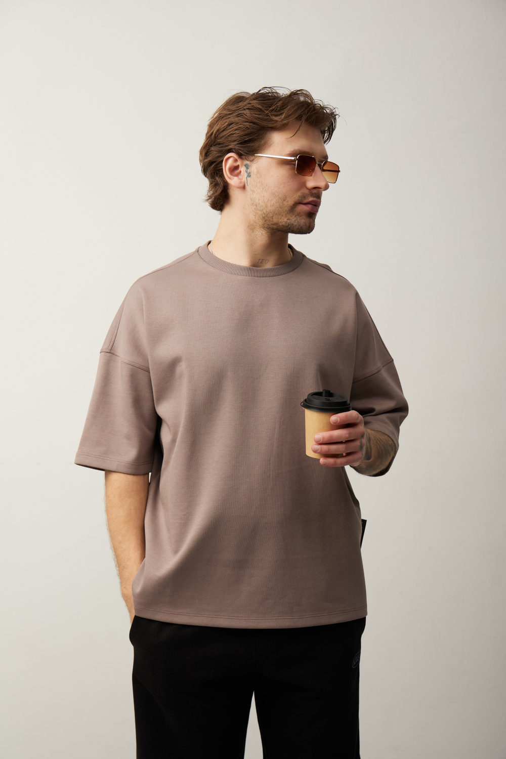 Футболка OVER капучино interlock (без лого)