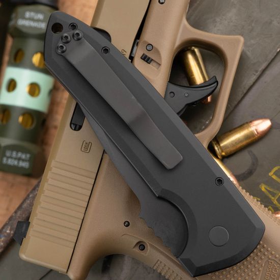 Автоматический нож Pro-Tech PTLG307 D2 Rockeye Operator - черн. алюм. рук-ть/тритий, черн. клинок CPM-D2