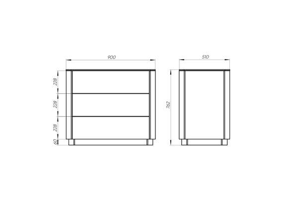 Комод Tammi 3 ящика ширина 90 см (серо-бежевый)