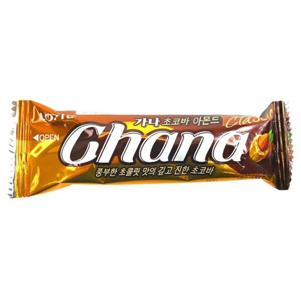 Батончик Lotte Ghana Choco Bar (Almond) шоколадный с миндалем 43 г