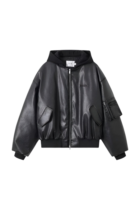 [FROM MOSCOW] Кожаный бомбер KREATE Hooded Leather Jacket