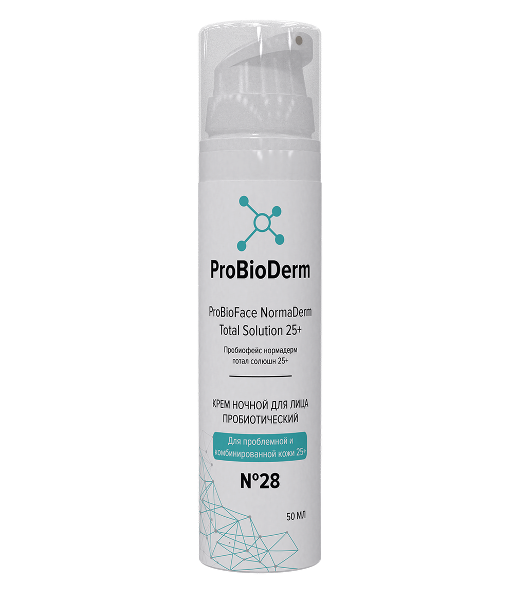 №28 Ночной крем пробиотический для лица ProBioFace NormaDerm Total Solution 25+, 50 мл (8,9 б)