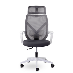 Кресло UTFC Астон М-711 с подголовником белый пластик (темно-серый)