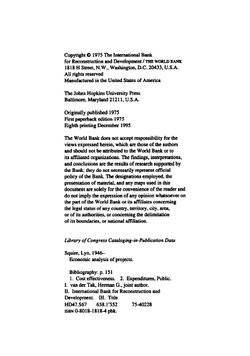 Economic Analysis of Projects | Lyn Squire; Herman G. van Der Tak