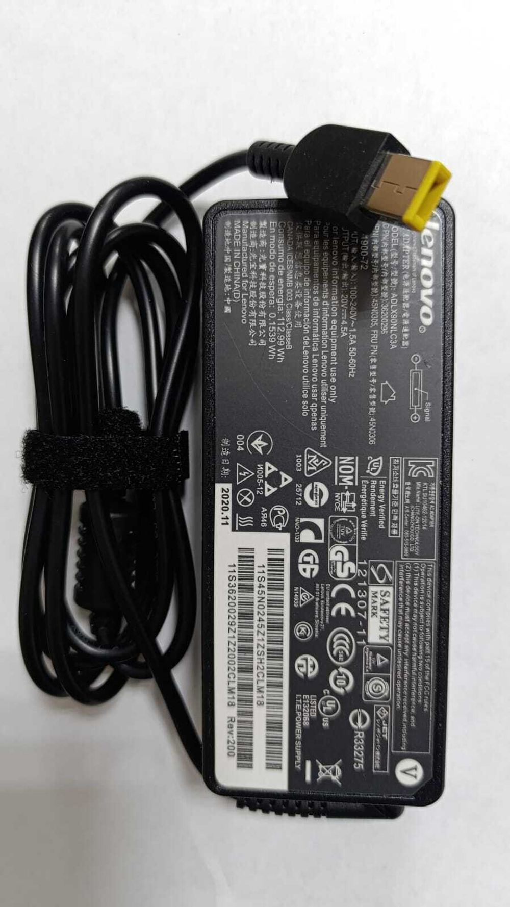 Зарядное устройство для ноутбука Lenovo 20V 4.5A прямоуг. разъем с иглой 001071