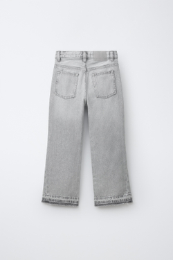ZARA ДЖИНСЫ FLARE С БАХРОМОЙ, СЕРЫЙ