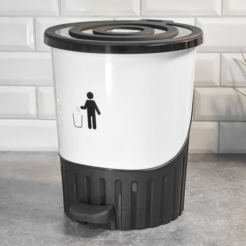Ведро для мусора 14л с педалью, цвет белый