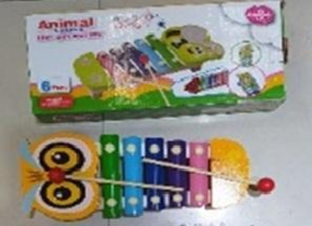 Металлофон деревянный сова 5 звуков, коробка C-41631