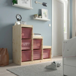 Стеллаж - IKEA TROFAST, 94х44х91 см, сосна/ярко-красный, ТРУФАСТ ИКЕА