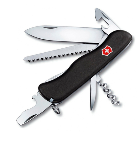 Нож Victorinox Forester, 111 мм, 12 функций, с фиксатором лезвия, черный