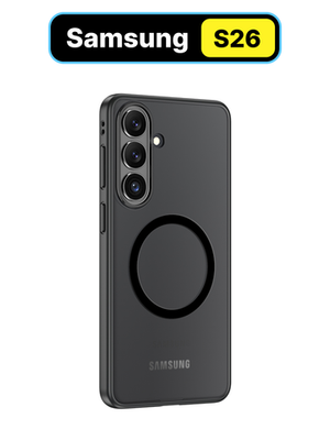 Чехол с Магсейф для Samsung Galaxy S26 прозрачный матовый с черным бортом WLONS