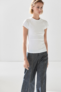 Massimo Dutti Футболка-реглан с коротким рукавом, белый