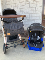 Коляска-трансформер Sweet Kids 608 3в1 Чёрный текстиль на золотой раме