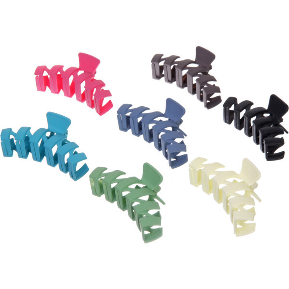 Заколка - краб для волос на блистере «TIARA», шесть цветов в ассортименте, 11см