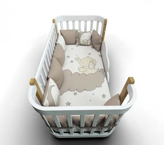 Набор в кроватку для новорожденных Lollycottons Слоники Капучино