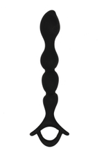 Черный силиконовый анальный стимулятор с ограничителем - 16 см. (Цвет: черный)