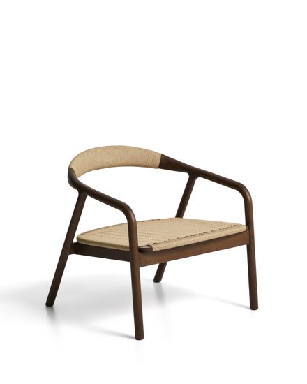 Кресло уличное Derile из дуба с отделкой орех и бежевой веревки