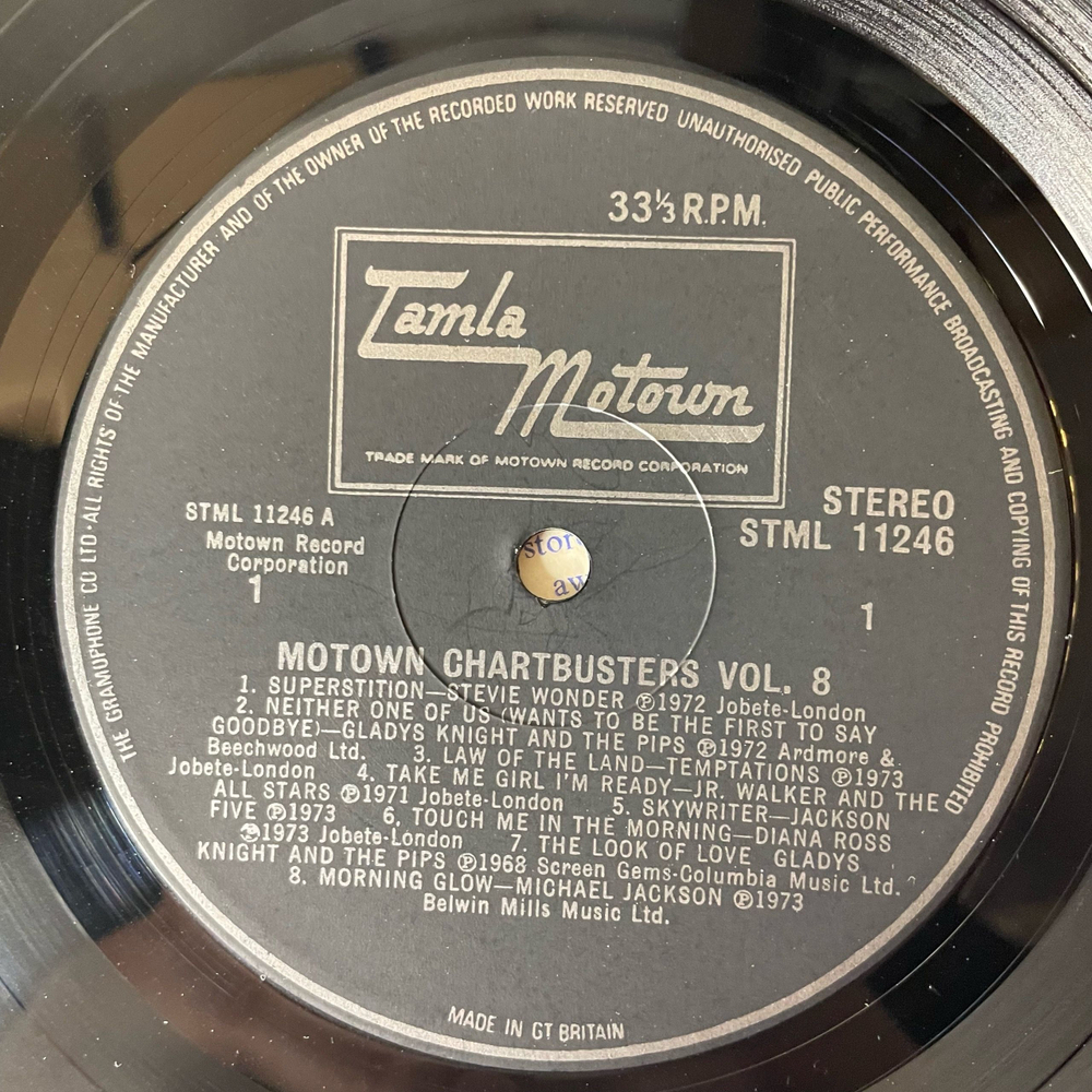 Винтажная виниловая пластинка LP Сборник Фанка Motown Chartbusters Vol. 8 (Англия 1973) (Marvin Gaye, Michael Jackson, Stevie Wonder и др)