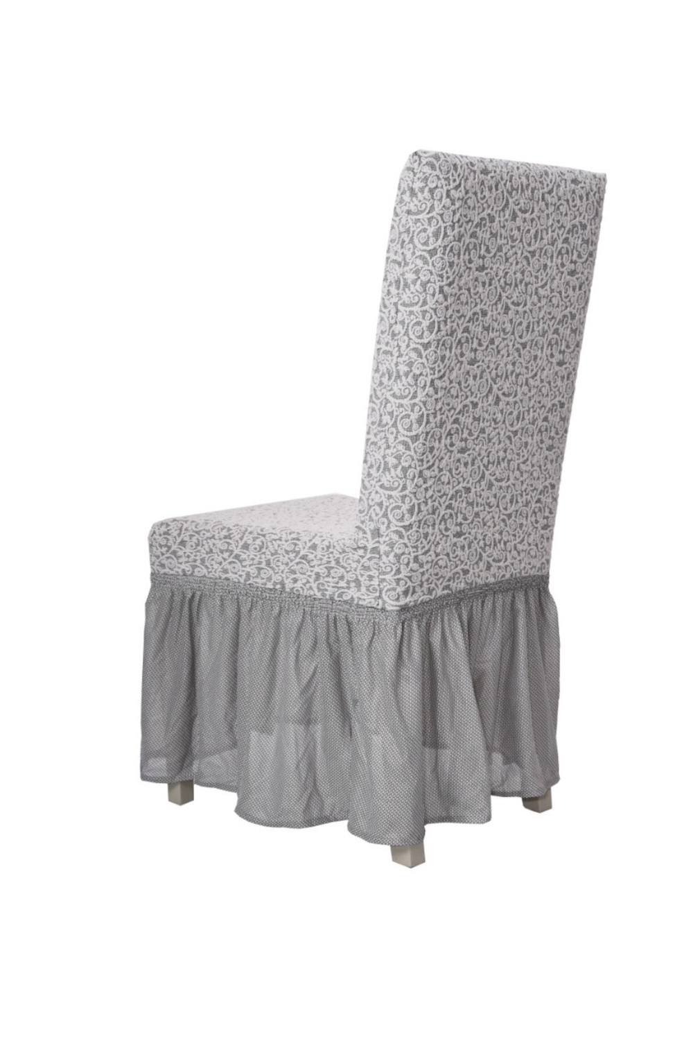 Чехол на стул с оборкой Жаккард, цвет Кремовый, Набор 6 шт.