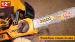 Аккумуляторная бесщеточная цепная пила INGCO CGSLI20126 INDUSTRIAL 20 В 12 "
