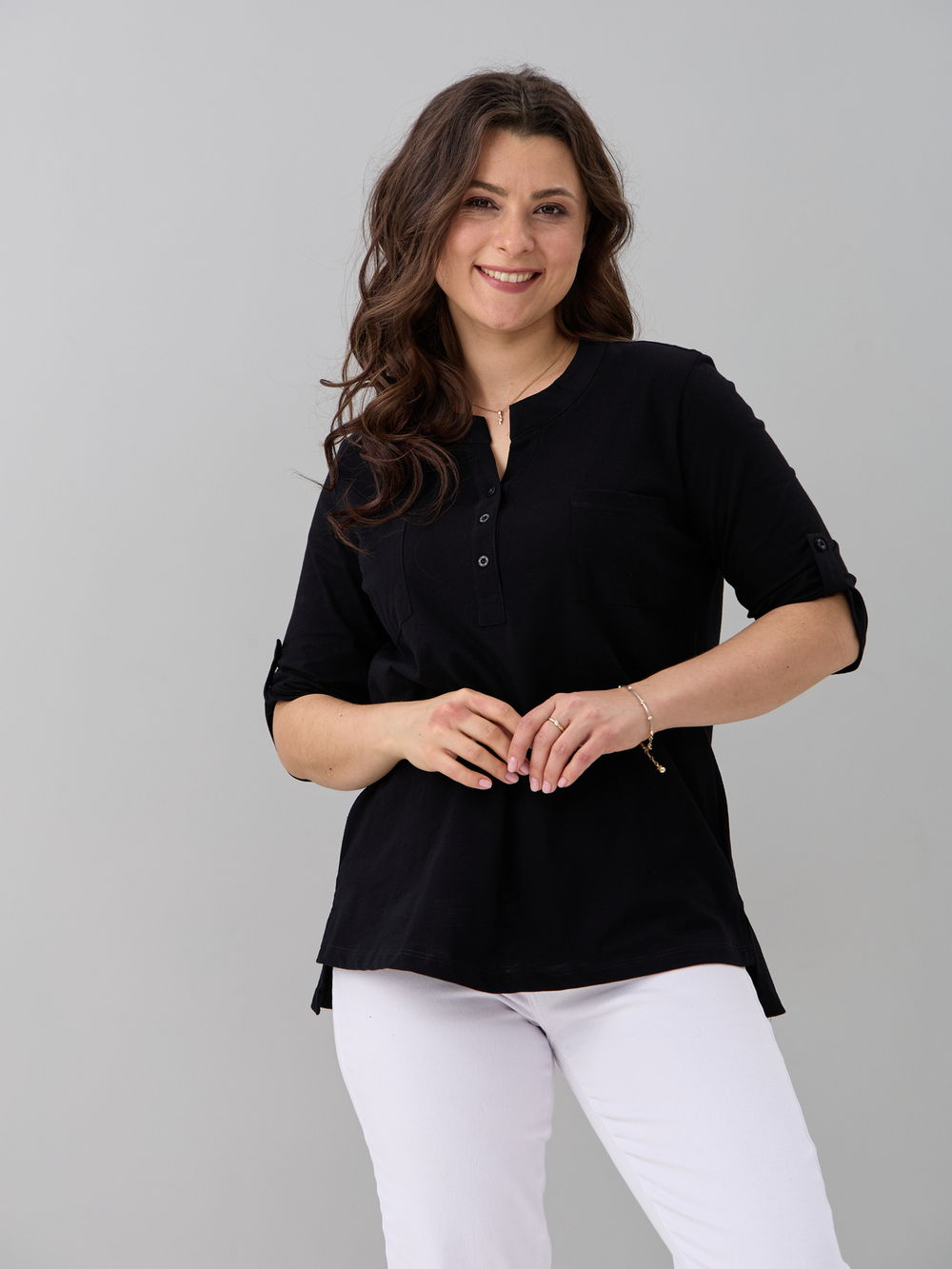 Блузка БЛ-131/фламли-черный