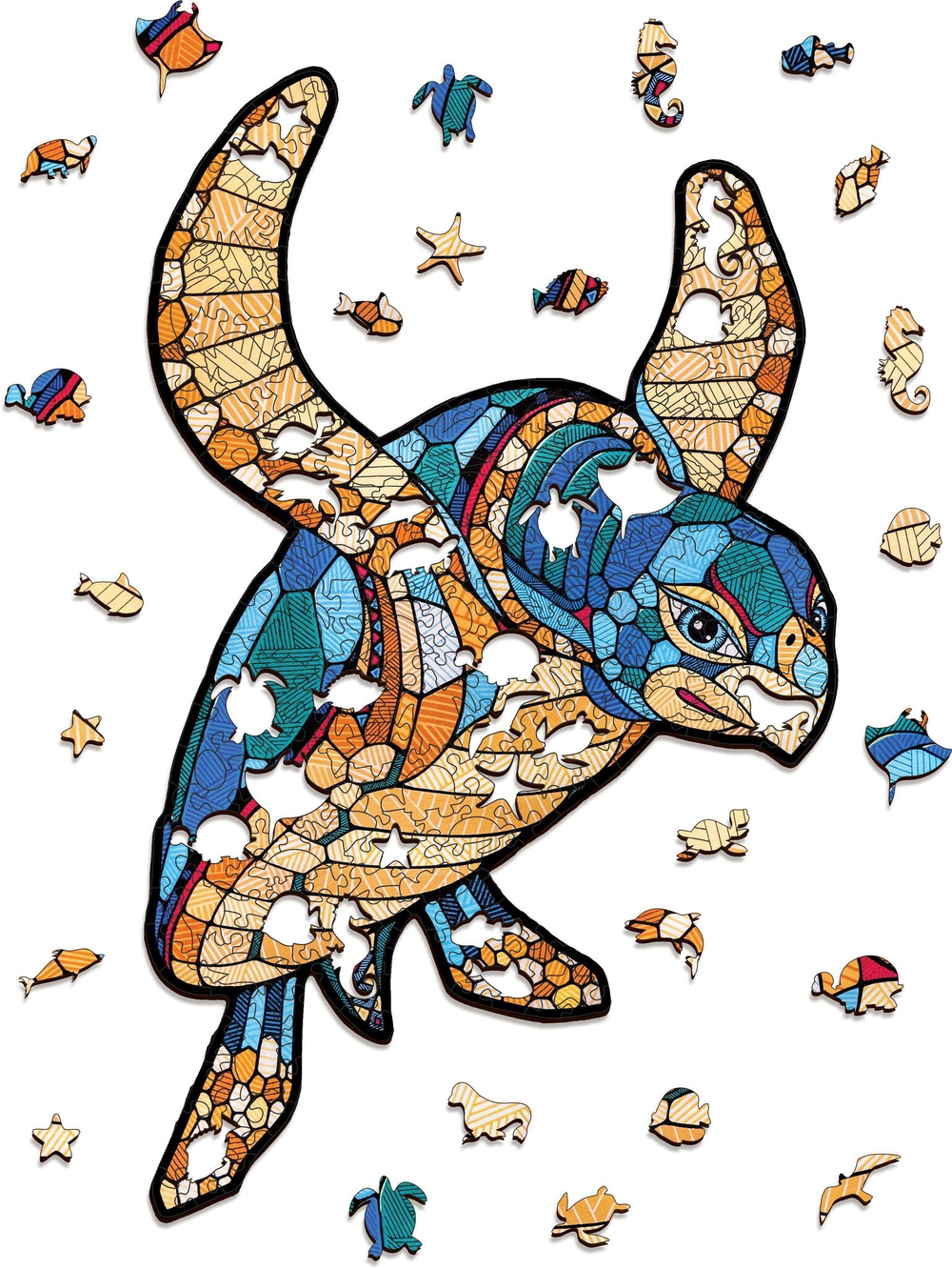 Деревянный, фигурный пазл EWA Морская Черепаха L 39x55 см