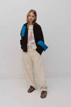 ZARA ВЕЛЬВЕТОВЫЕ БРЮКИ BARREL, СВЕТЛО-БЕЖЕВЫЙ