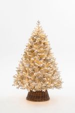 Заснеженная елка с гирляндой «Швейцарская» (Литая хвоя) 240 см / 2,4 м