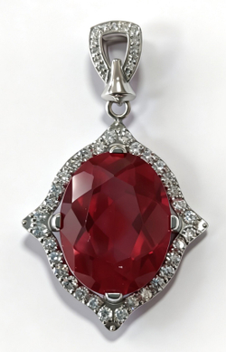 Ювелирная подвеска из серебра,вставка рубин,фианиты